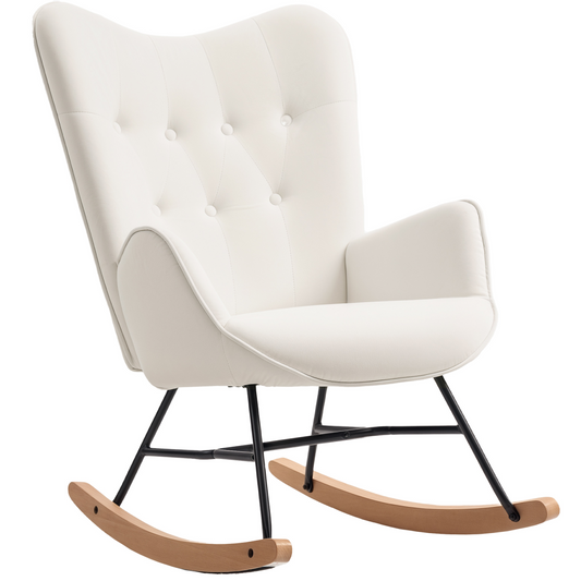 Cream Velvet Rocking Chair – Elegant Comfort for Any Room