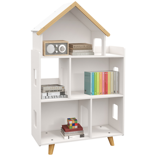 Kids 3-Tier Storage Shelf with Wooden Feet – White (Ages 3–6)