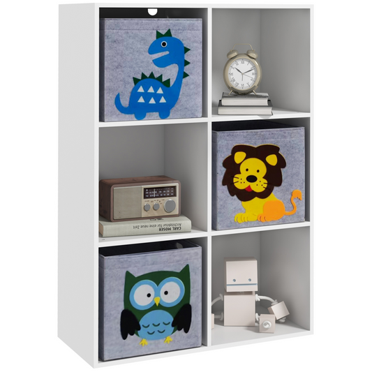 Kids Toy Organiser with 3 Drawers & 6 Cubes – White/Grey (Ages 3+)