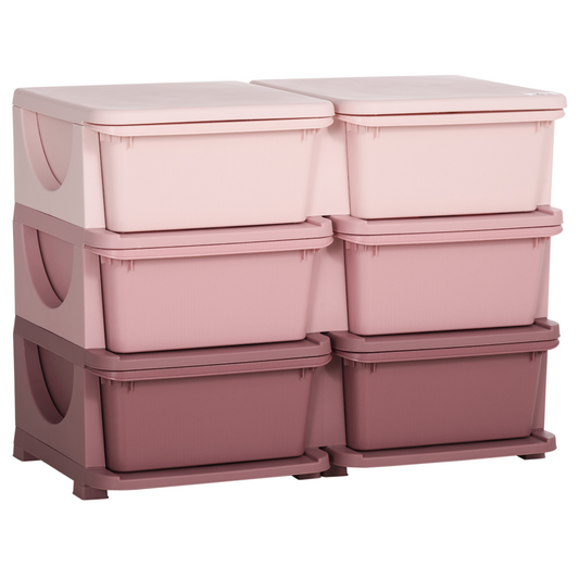Kids Storage Unit Toy Box Vertical Dresser with Six Drawers – Pink