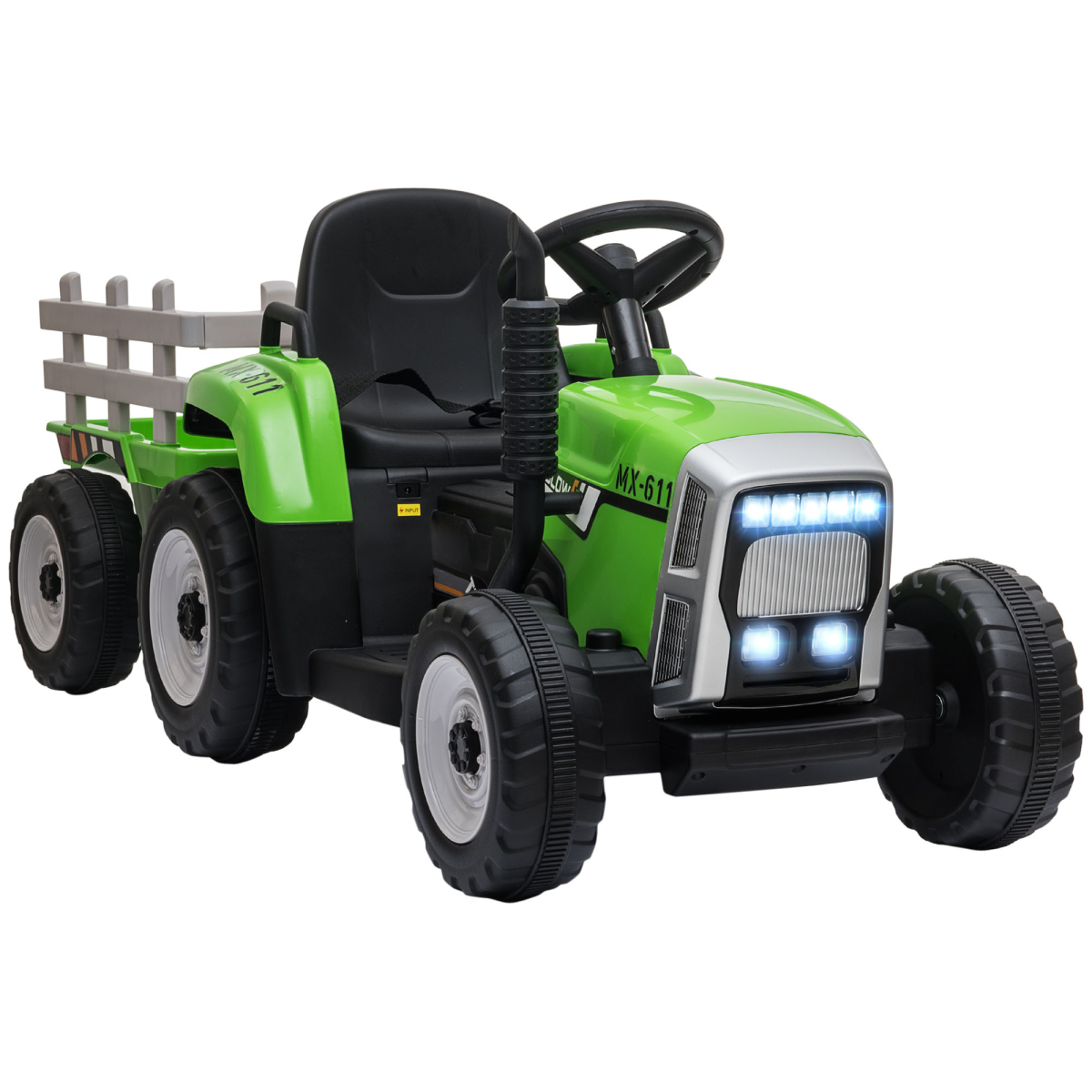 HOMCOM Ride-On Tractor with Remote Control & Detachable Trailer – Green