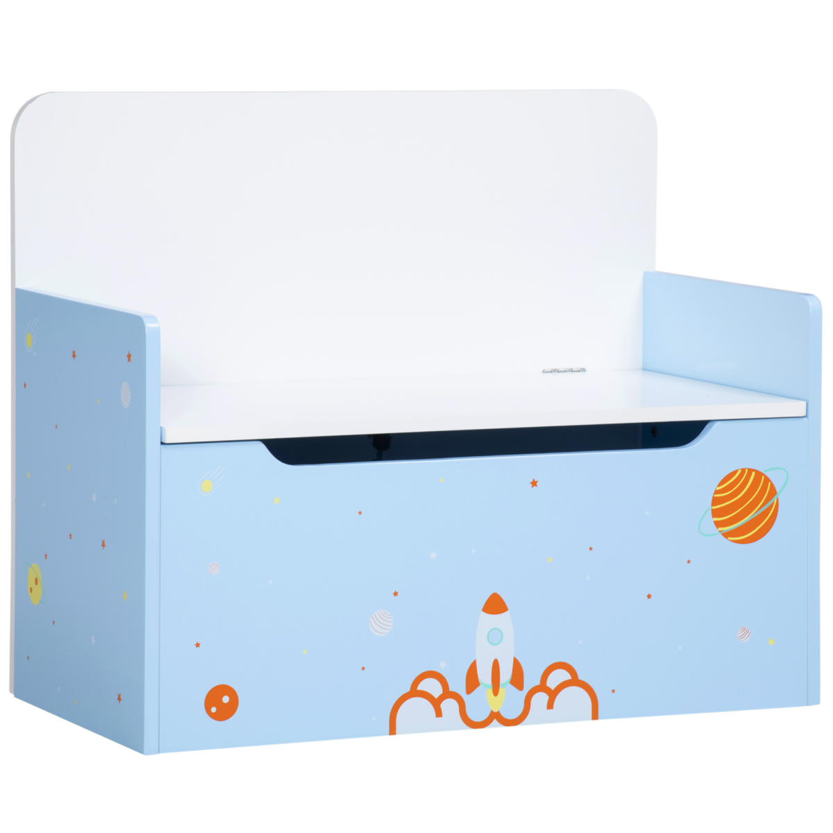 2-in-1 Kids Toy Chest with Seat & Backrest – MDF & Pine Wood