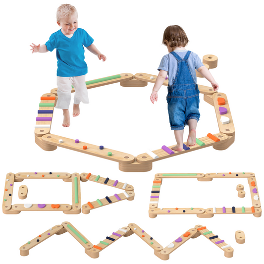 Kids Balance Board Set – 8 Bases, 6 Beams | Multicolour