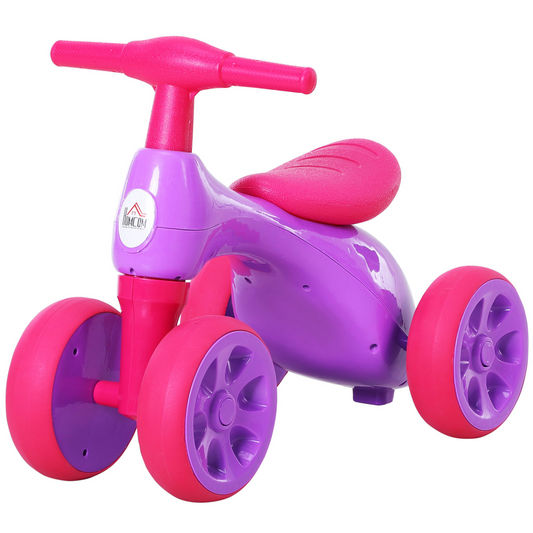 Baby Balance Bike with 4 Wheels & Toy Storage Bin – Violet