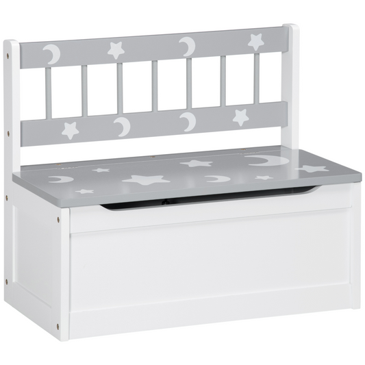 2-in-1 Kids Toy Chest with Seat & Backrest – MDF & Pine Wood
