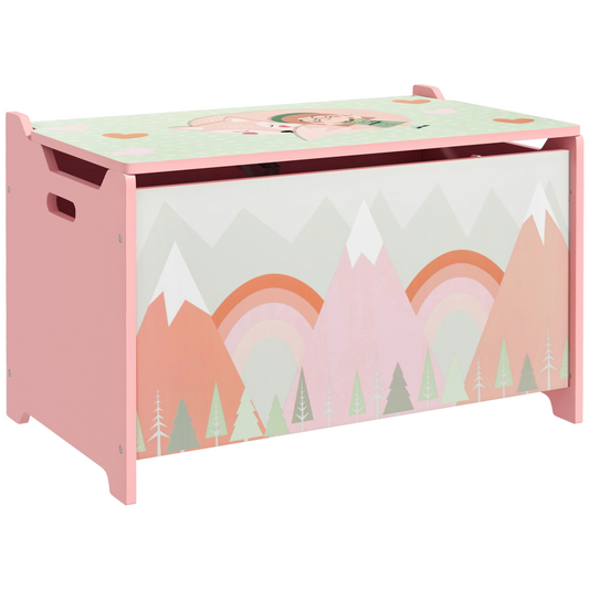 Kids Toy Box with Safety Hinge & Lid – Pink