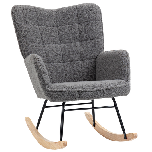 Comfortable Rocking Armchair – Soft Fleece Upholstery, Gentle Rocking Motion HOMCOM