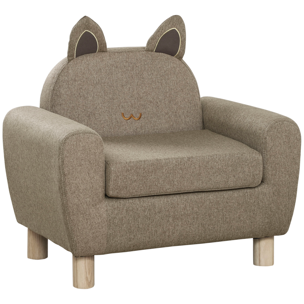 Beige armchair with cat ears and mustache on a white background