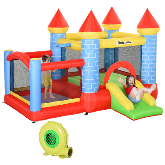 4-in-1 Kids Bouncy Castle with Slide, Pool & Blower – Multicolour