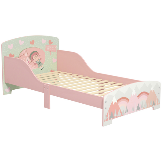 Kids Animal Bed Frame with Side Panels – Pink (Ages 3–6)