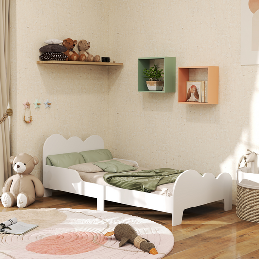 AIYAPLAY Cloud-Themed Toddler Bed frame with Safety Rails, 143.5 x 74.5 x 56cm