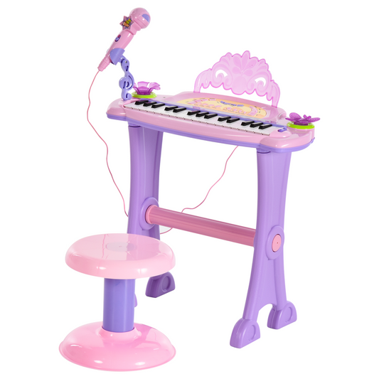 Kids 32-Key Electronic Organ with Microphone & Stool – Ages 3–6