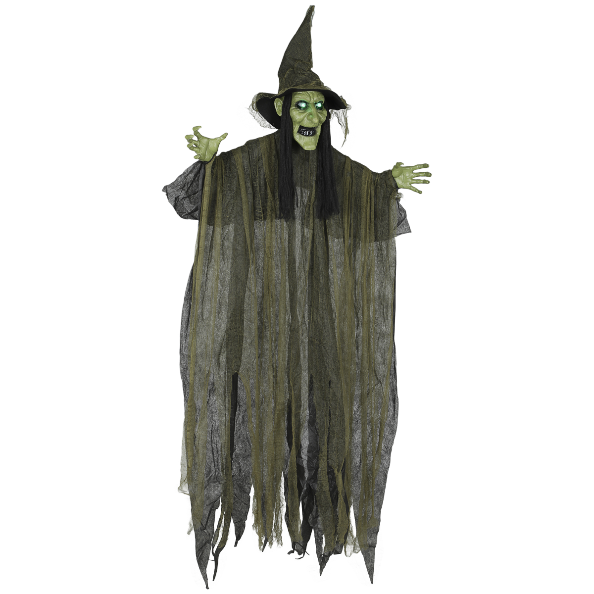170cm Life-Size Halloween Witch with Sound, Lights & Motion – Green