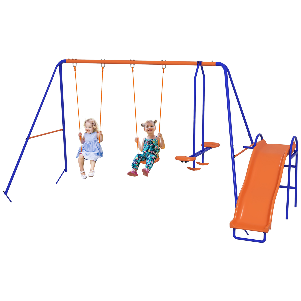 4-in-1 Outdoor Swing & Slide Set – Multicolour