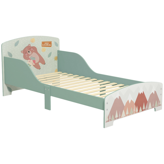 Kids Animal Bed Frame with Side Panels – Green (Ages 3–6)