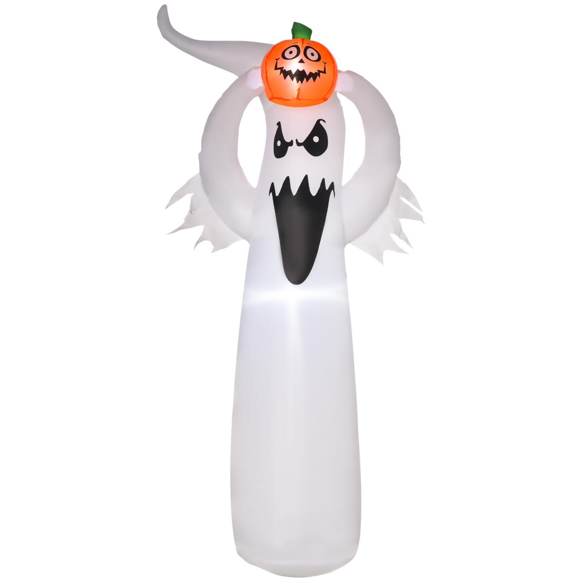 6FT (1.8m) Inflatable Ghost & Pumpkin with LED Lights – Outdoor Halloween Decoration