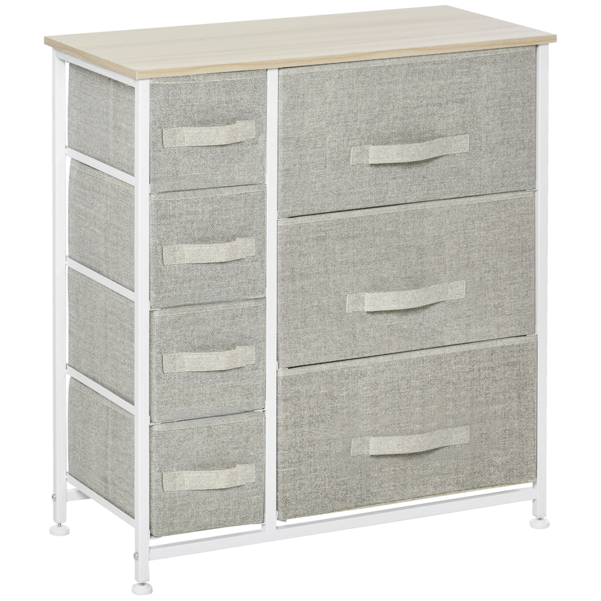 7-Drawer Storage Cabinet with Steel Frame & Flat Top – Grey