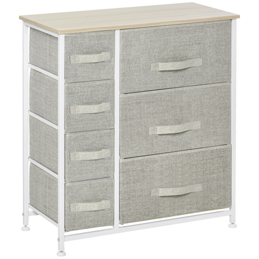 7-Drawer Storage Cabinet with Steel Frame & Flat Top – Grey