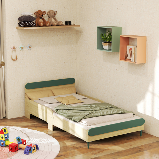 Toddler Bed, Kids Bed w/ Safety Rail, 195 x 103 x 60.5cm, Green