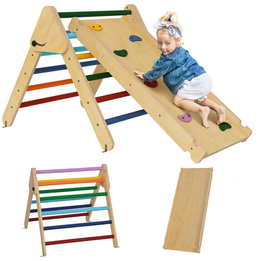 Toddler Climbing Frame, Wooden Indoor Pikler Triangle Set