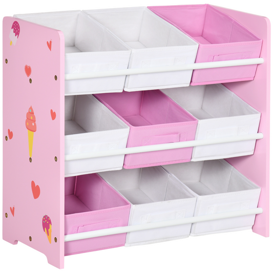 Kids Storage Unit with 9 Removable Baskets – Pink & White