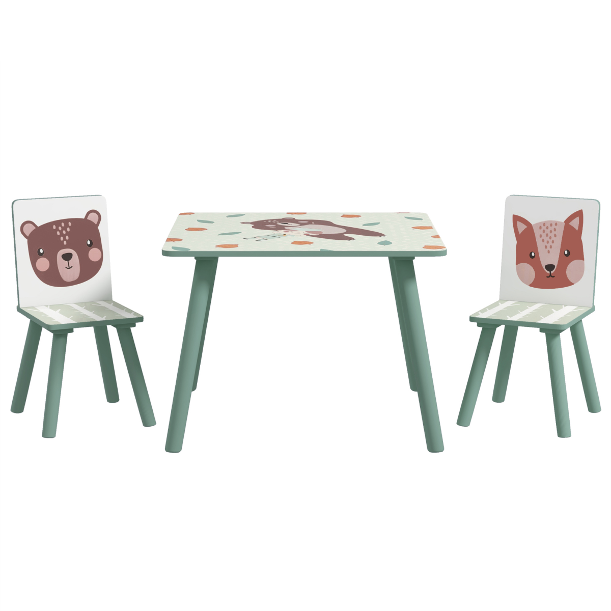 Kids Table & Chair Set – 3-Piece Desk with 2 Chairs, Green