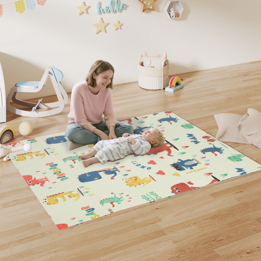 🦕 Reversible Dinosaur Baby Play Mat – Soft, Safe & Foldable