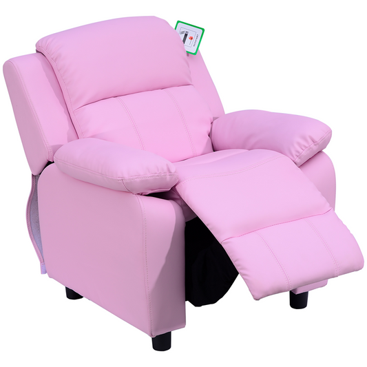 Kids’ Reclining Armchair with Storage – PU Leather