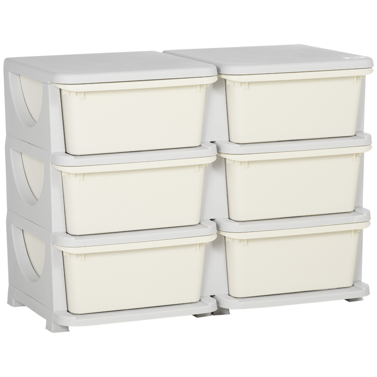 Kids Storage Unit Toy Box Vertical Dresser with Six Drawers – Cream