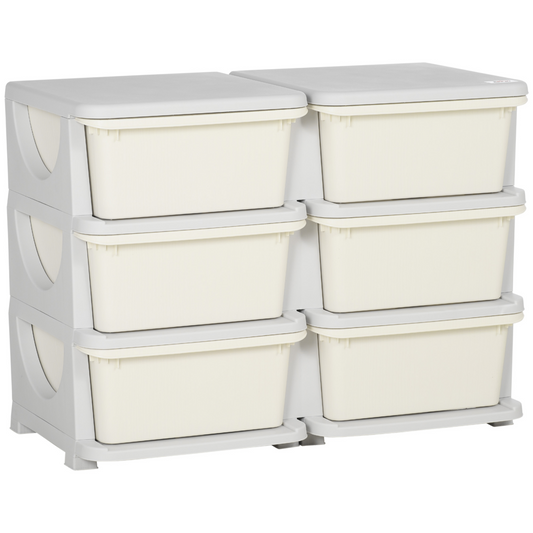 Kids Storage Unit Toy Box Vertical Dresser with Six Drawers – Cream