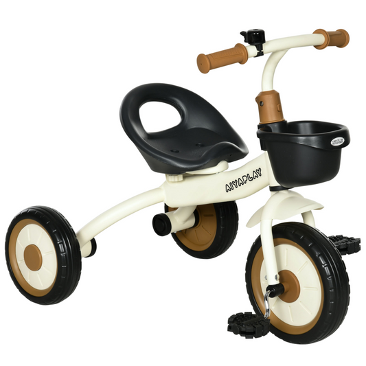 Kids Balance Bike with Basket – White (Ages 2–5 Years)